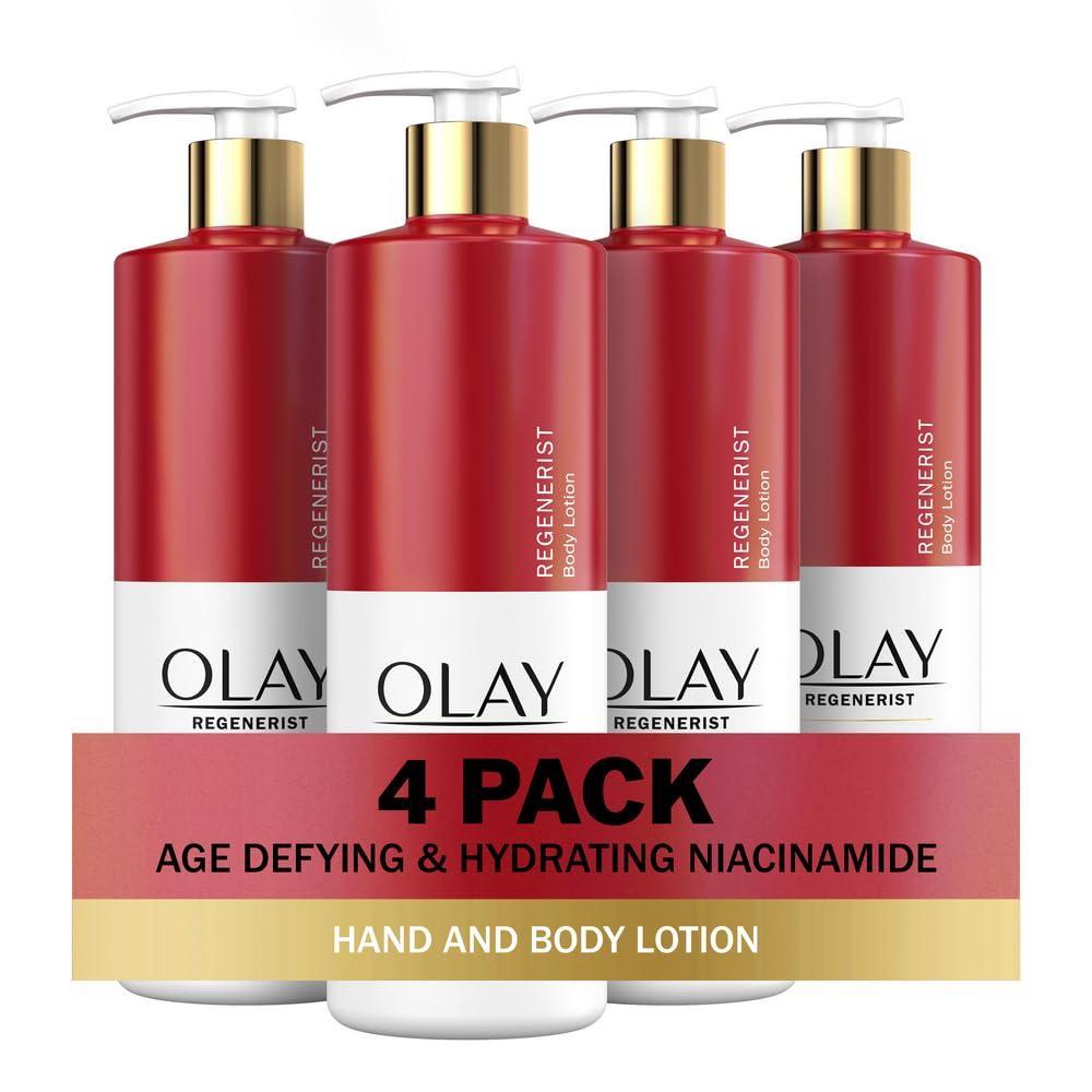 imageOlay Body Lotion for Women Age Defying amp Hydrating Dry Skin with Niacinamide 17 fl oz Pack of 4Age Defying Niacinimide