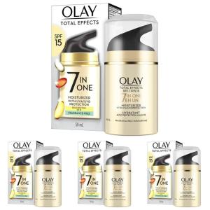 OLAY Total Effects 7-in-1 Anti-Aging Face Moisturizer with SPF 15, Fragrance-Free 1.7 oz(1.7 Fl Oz (Pack of 4))