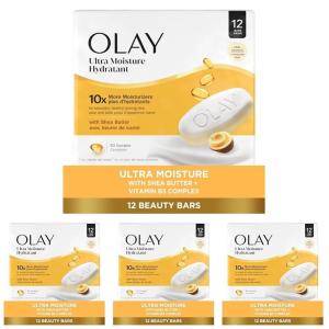 Olay Beauty Bar, Ultra Moisture,10x More Moisturizers, Nourishing Conditioners, Smooth & Gentle on Skin, Vitamin B3 Complex, For All Skin Types, Shea Butter Scent, 3.17 oz, (Pack of 12)(3.17 Ounce (Pack of 48))