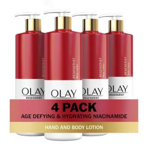 Olay Body Lotion for Women, Age Defying & Hydrating Dry Skin with Niacinamide 17 fl oz (Pack of 4)(Age Defying Niacinimide)