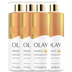 Olay Body Lotion for Women, Age Defying & Hydrating Dry Skin with Niacinamide 17 fl oz (Pack of 4)(Vitamin C)