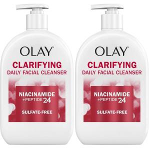 Olay Face Wash, Daily Facial Cleanser with Niacinamide, Peptides & Glycerin – Clarifying, Refreshes Skin Surface, Refines Appearance of Pores – Sulfate-Free, Paraben-Free, Oil-Free, 16 Oz(16 Fl Oz (Pack of 2))