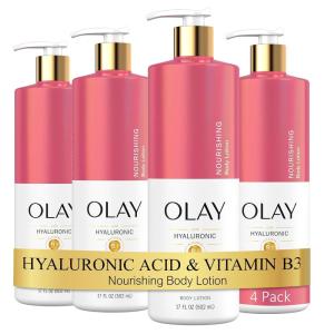 Olay Nourishing & Hydrating Body Lotion for Women with Hyaluronic Acid, 17 oz (Pack of 4)