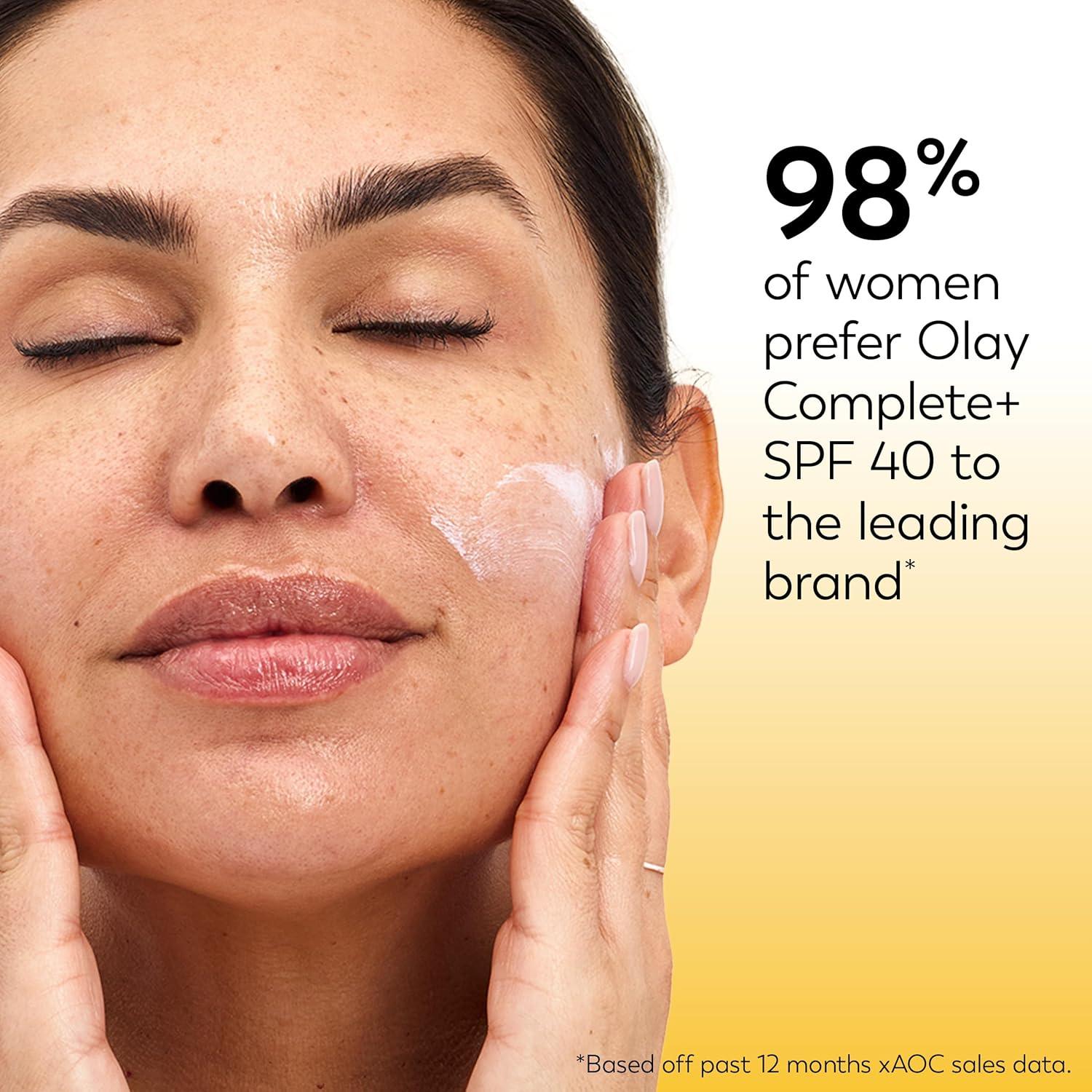 imageOlay Complete Face Moisturizer with Sunscreen SPF 40 For Sensitive Skin Broad Spectrum Sun Protection FragrenceFree No White Cast on All Tones Nourishes Moisture Barrier Ceramides 6 Oz6 Fl Oz Pack of 2