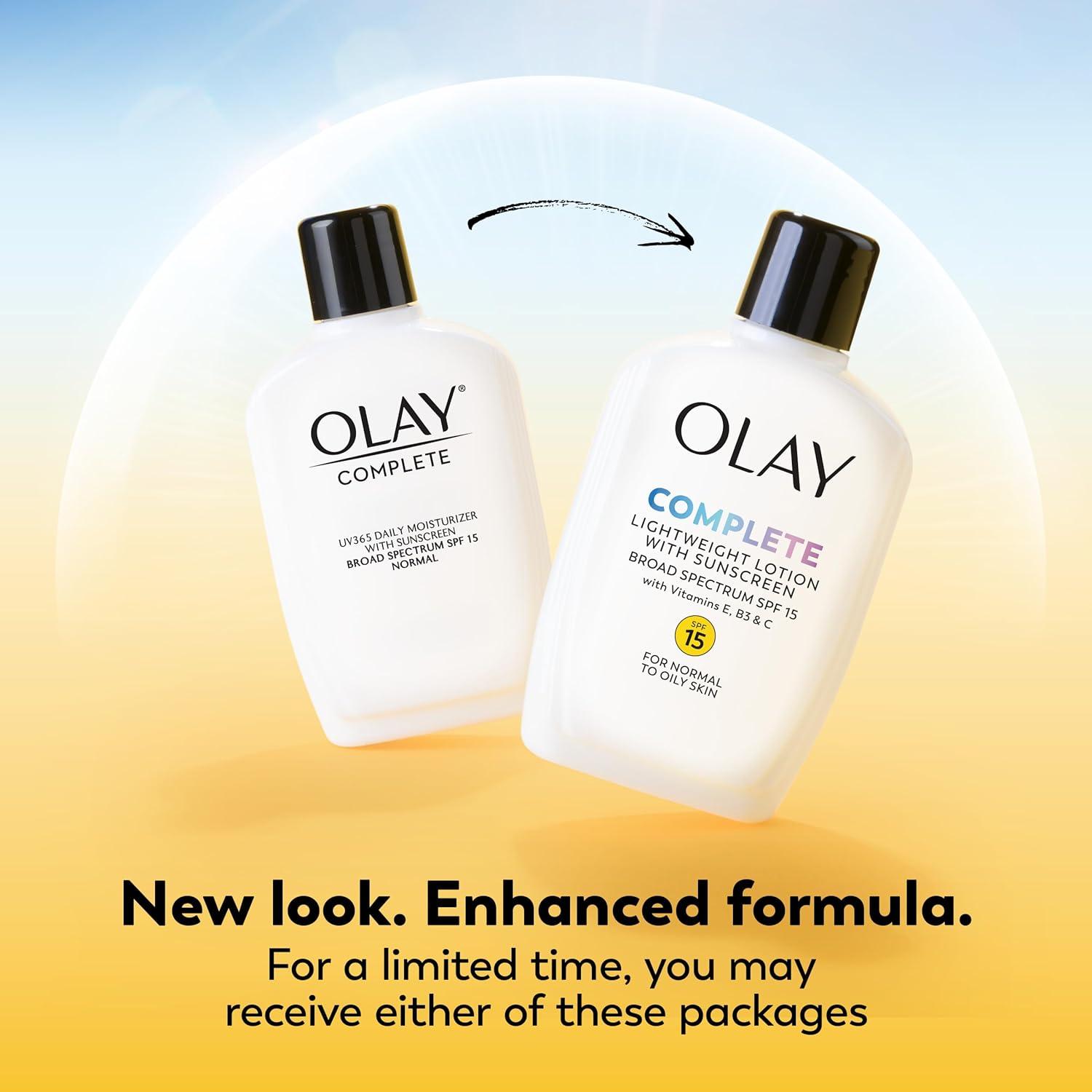 imageOlay Face Moisturizer Complete with Sunscreen SPF 15 Daily Facial Lotion for Normal Skin Lightweight Hydrating Broad Spectrum Sun Protection Vitamin C E and Niacinamide 6 Oz 2 Pack6 Fl Oz Pack of 2