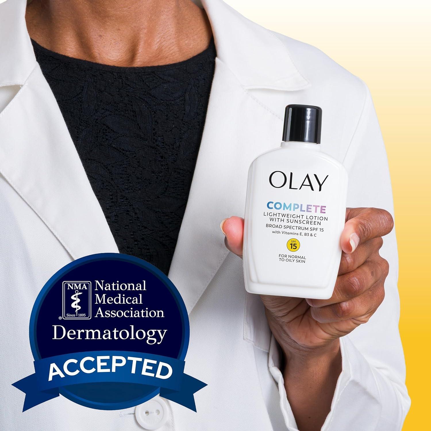 imageOlay Face Moisturizer Complete with Sunscreen SPF 15 Daily Facial Lotion for Normal Skin Lightweight Hydrating Broad Spectrum Sun Protection Vitamin C E and Niacinamide 6 Oz 2 Pack6 Fl Oz Pack of 2