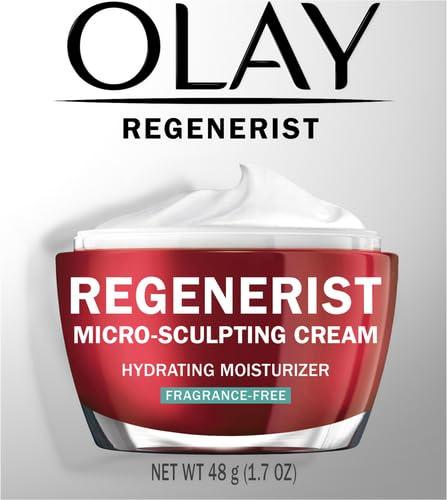 imageOlay Face Moisturizer Regenerist MicroSculpting Cream for Women FragranceFree AntiAging AntiWrinkle Firming Skin Care Triple Collagen Cream Peptide Hyaluronic Acid Niacinamide 17ozFragranceFree