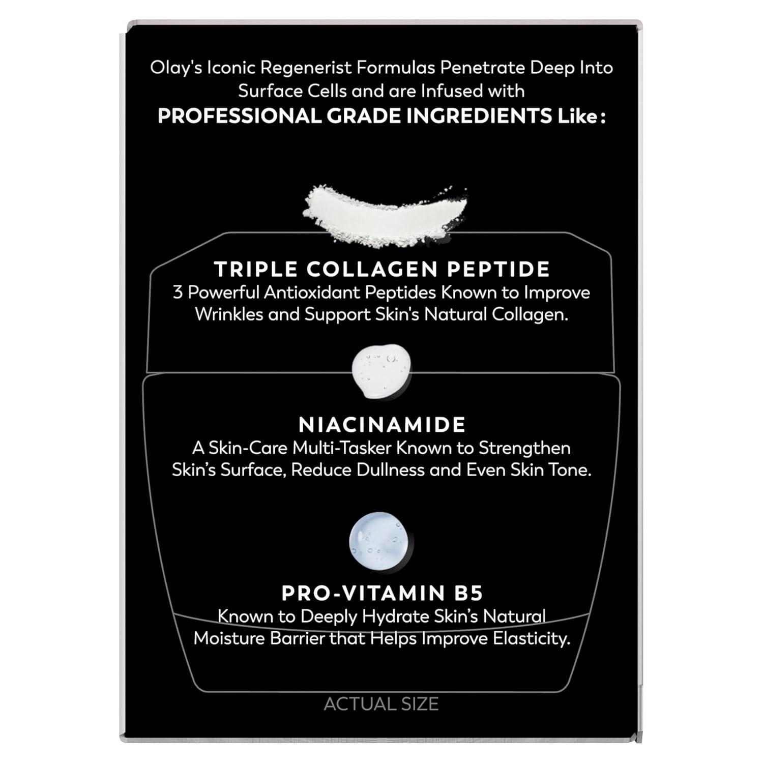 imageOlay Face Moisturizer Regenerist MicroSculpting Cream for Women FragranceFree AntiAging AntiWrinkle Firming Skin Care Triple Collagen Cream Peptide Hyaluronic Acid Niacinamide 17ozFragranceFree