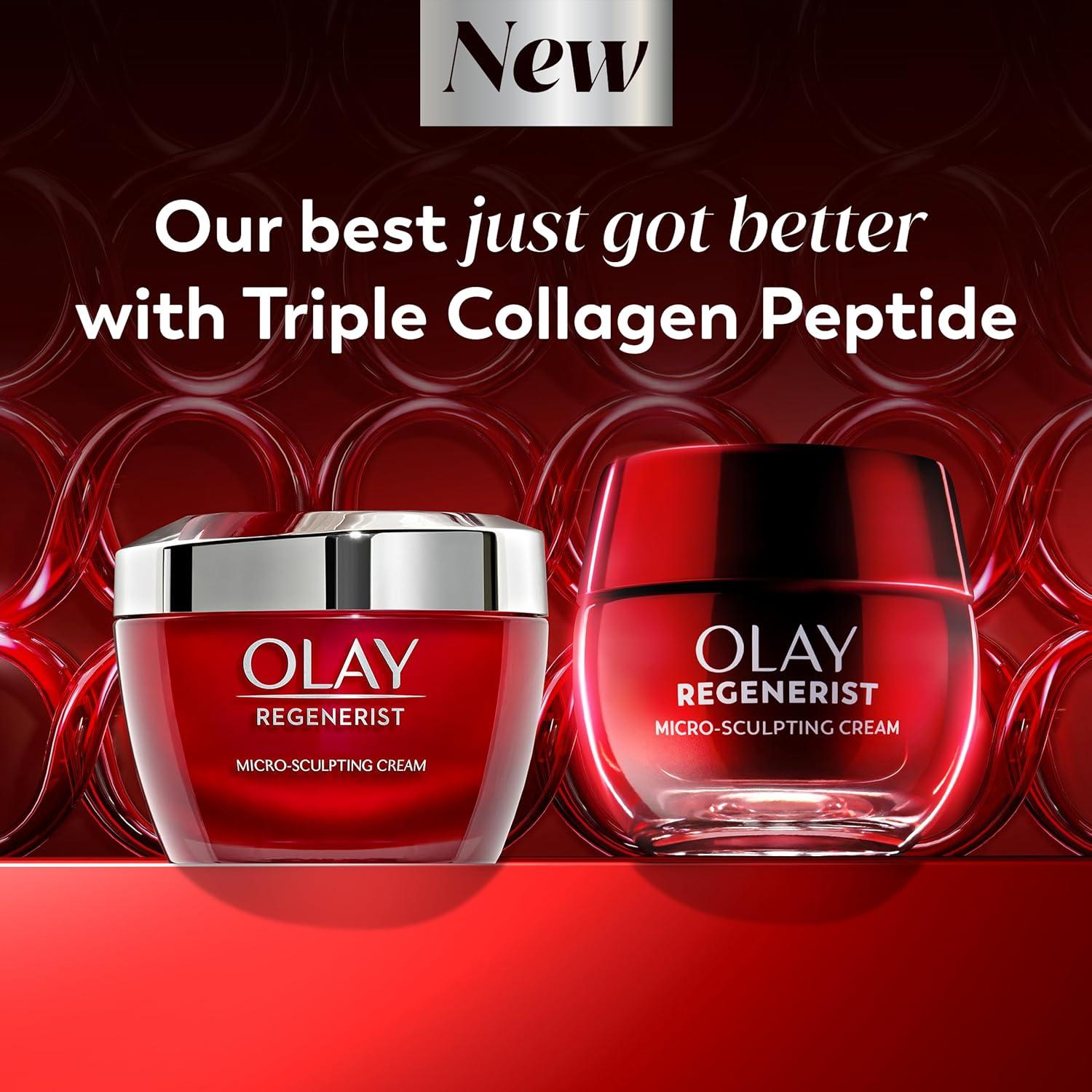 imageOlay Face Moisturizer Regenerist MicroSculpting Cream for Women FragranceFree AntiAging AntiWrinkle Firming Skin Care Triple Collagen Cream Peptide Hyaluronic Acid Niacinamide 17ozScented