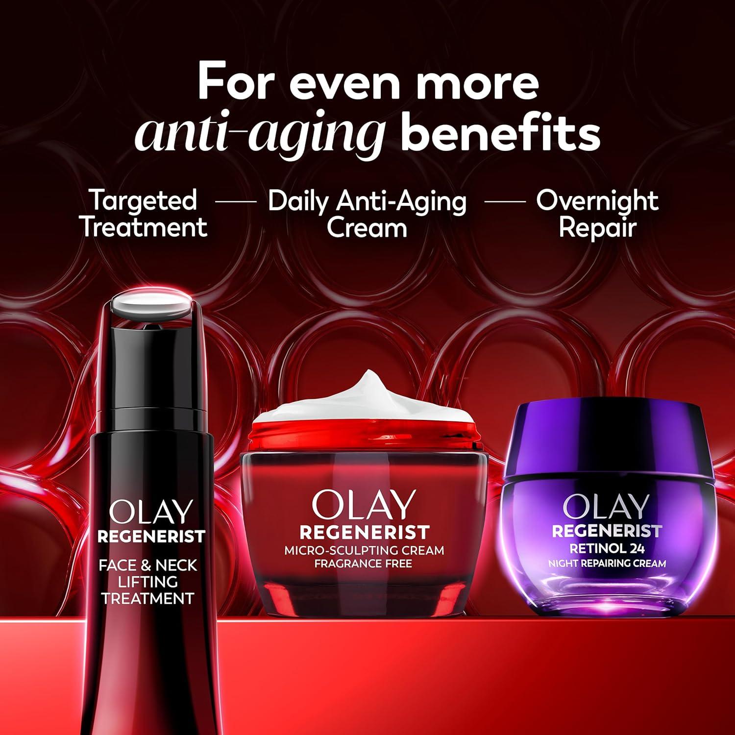 imageOlay Face Moisturizer Regenerist MicroSculpting Cream for Women FragranceFree AntiAging AntiWrinkle Firming Skin Care Triple Collagen Cream Peptide Hyaluronic Acid Niacinamide 17ozFragranceFree