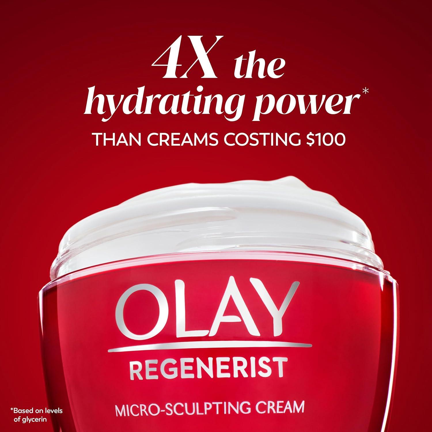 imageOlay Face Moisturizer Regenerist MicroSculpting Cream for Women FragranceFree AntiAging AntiWrinkle Firming Skin Care Triple Collagen Cream Peptide Hyaluronic Acid Niacinamide 17ozFragranceFree