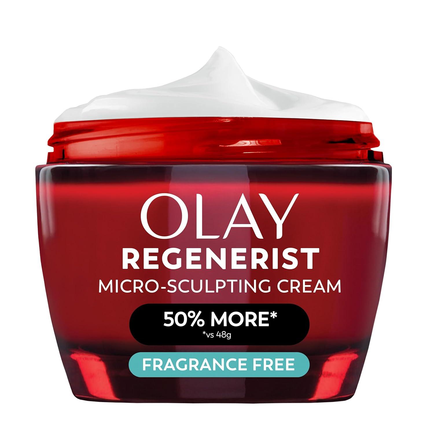 imageOlay Face Moisturizer Regenerist MicroSculpting Cream for Women FragranceFree AntiAging AntiWrinkle Firming Skin Care Triple Collagen Cream Peptide Hyaluronic Acid Niacinamide 17ozFragranceFree