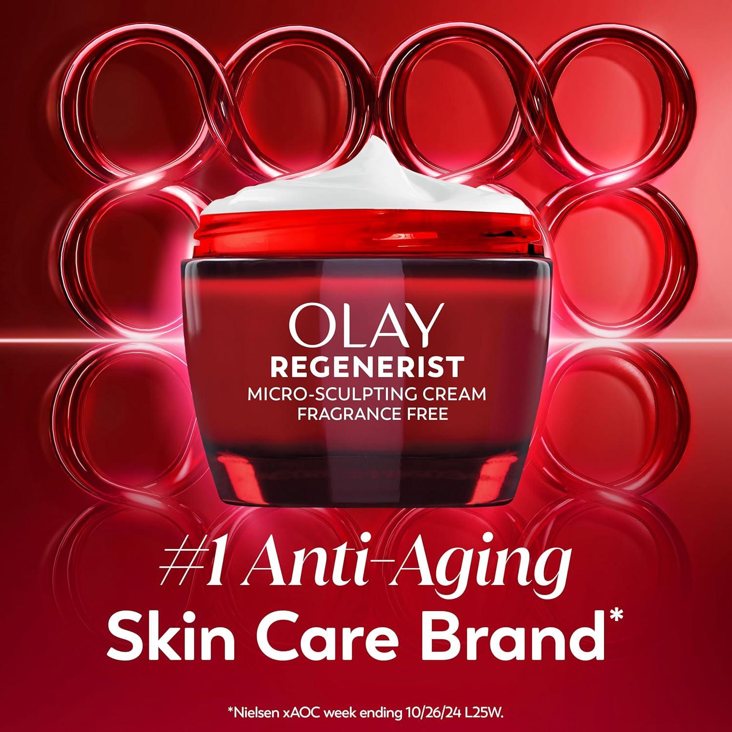 imageOlay Face Moisturizer Regenerist MicroSculpting Cream for Women FragranceFree AntiAging AntiWrinkle Firming Skin Care Triple Collagen Cream Peptide Hyaluronic Acid Niacinamide 17ozFragranceFree