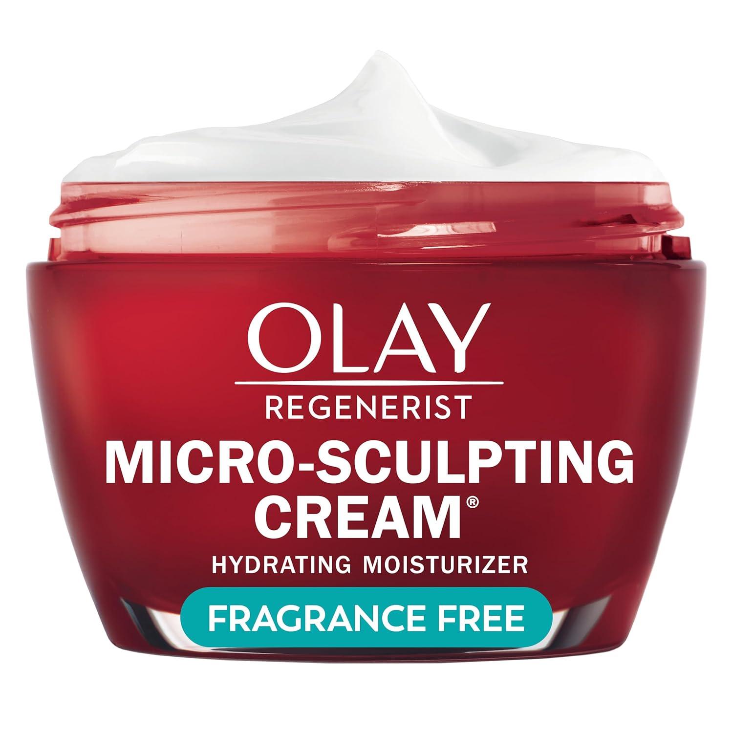 imageOlay Face Moisturizer Regenerist MicroSculpting Cream for Women FragranceFree AntiAging AntiWrinkle Firming Skin Care Triple Collagen Cream Peptide Hyaluronic Acid Niacinamide 17ozFragranceFree