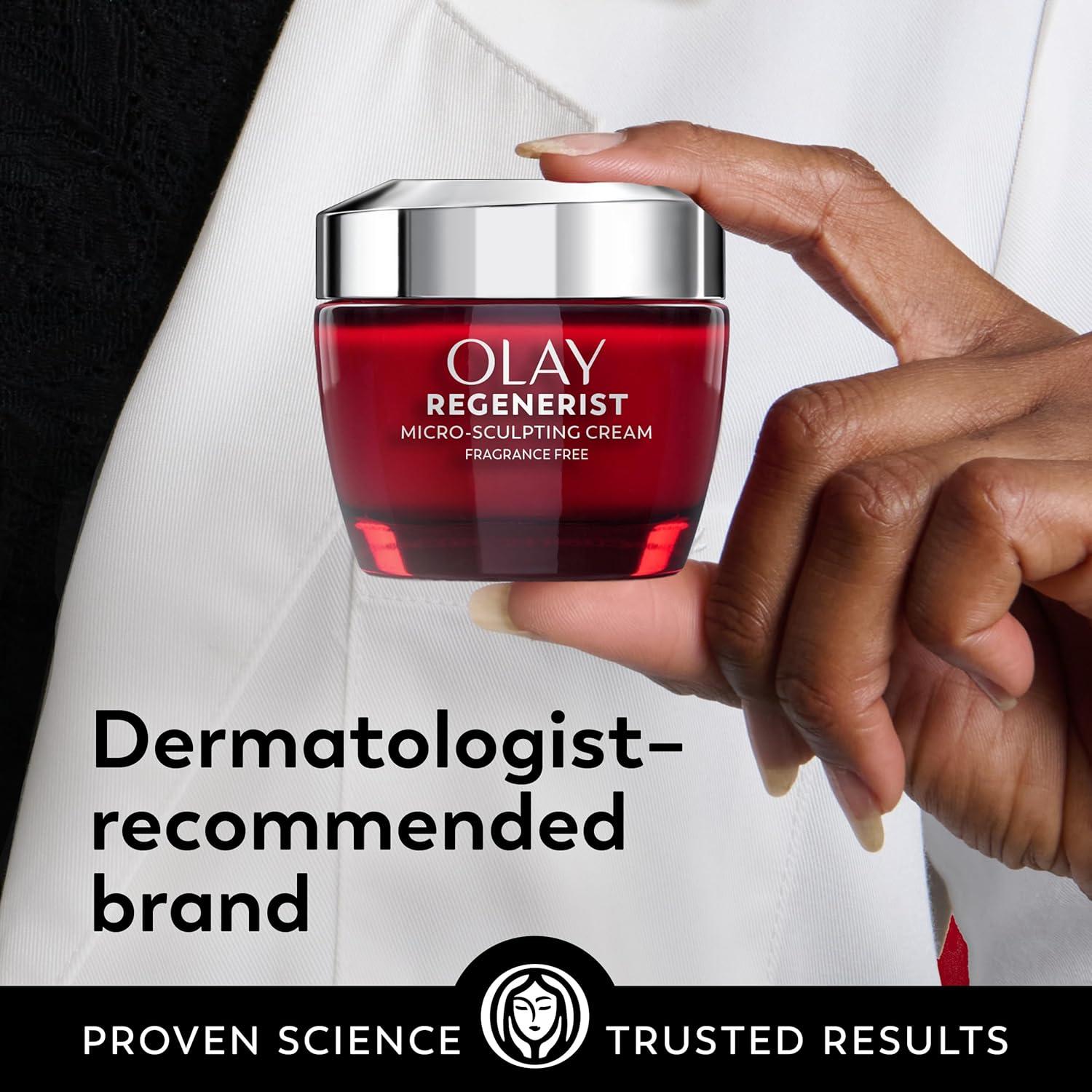 imageOlay Face Moisturizer Regenerist MicroSculpting Cream for Women FragranceFree AntiAging AntiWrinkle Firming Skin Care Triple Collagen Cream Peptide Hyaluronic Acid Niacinamide 17ozFragranceFree