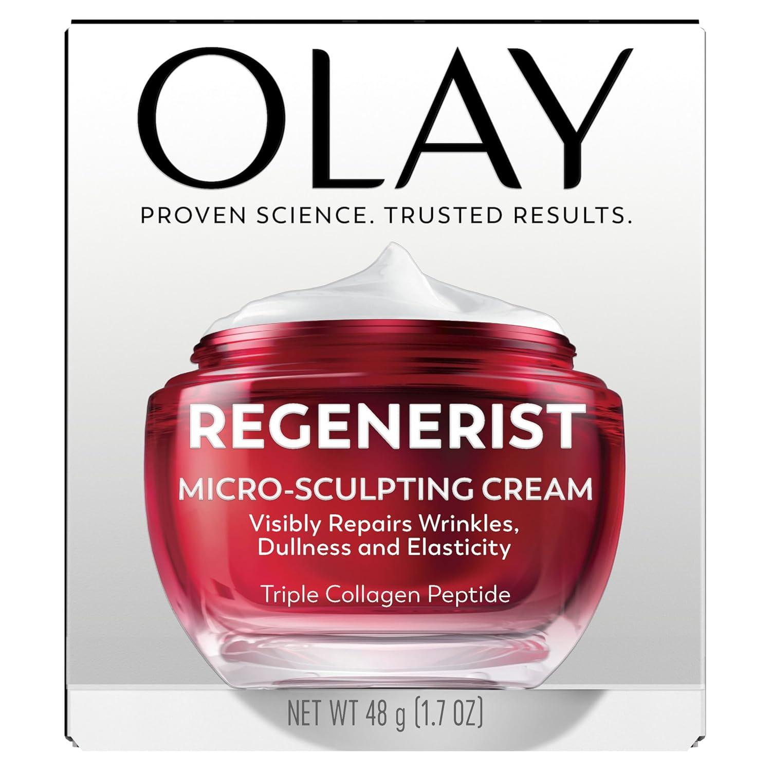 imageOlay Face Moisturizer Regenerist MicroSculpting Cream for Women FragranceFree AntiAging AntiWrinkle Firming Skin Care Triple Collagen Cream Peptide Hyaluronic Acid Niacinamide 17ozScented
