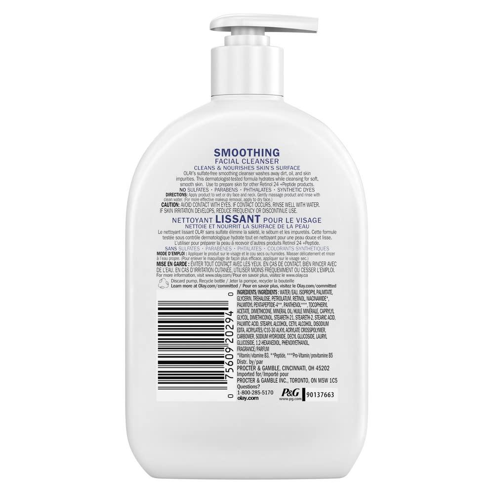 imageOlay Face Wash Daily Facial Cleanser with Retinol Peptides amp Glycerin Smoothing Noursihes Skin Surface Hydrates while Cleansing SulfateFree ParabenFree 16 Oz16 Fl Oz Pack of 2