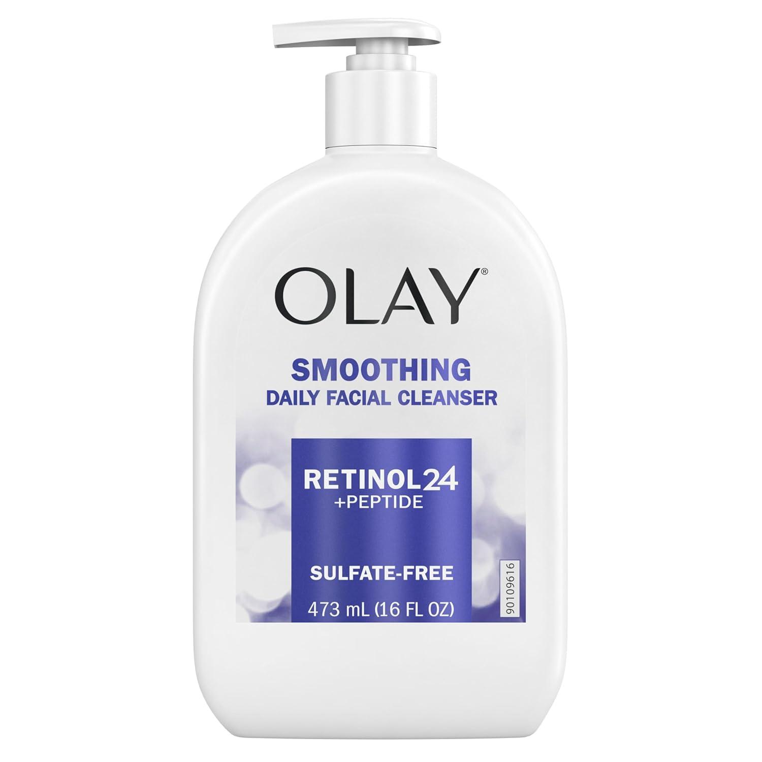 imageOlay Face Wash Daily Facial Cleanser with Retinol Peptides amp Glycerin Smoothing Noursihes Skin Surface Hydrates while Cleansing SulfateFree ParabenFree 16 Oz16 Fl Oz Pack of 2