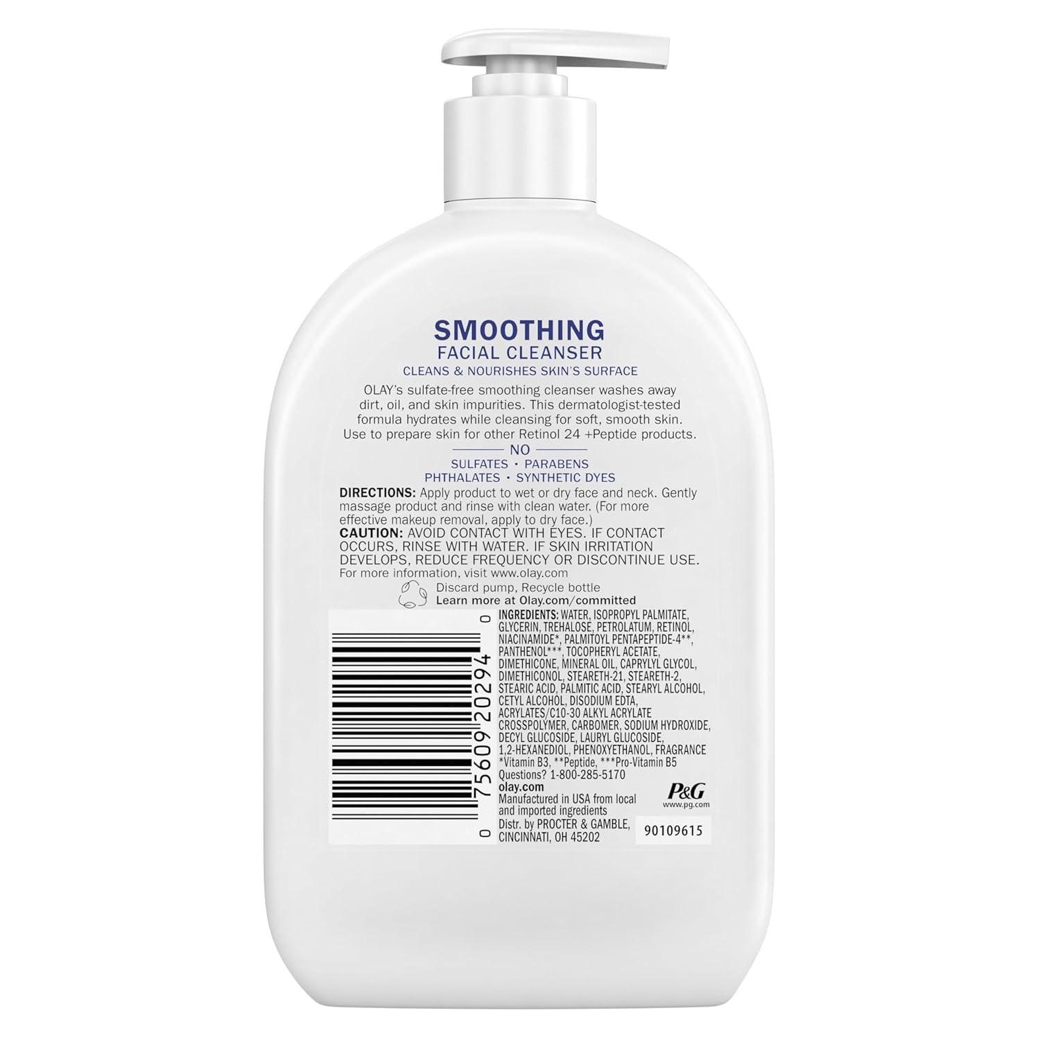 imageOlay Face Wash Daily Facial Cleanser with Retinol Peptides amp Glycerin Smoothing Noursihes Skin Surface Hydrates while Cleansing SulfateFree ParabenFree 16 Oz16 Fl Oz Pack of 2