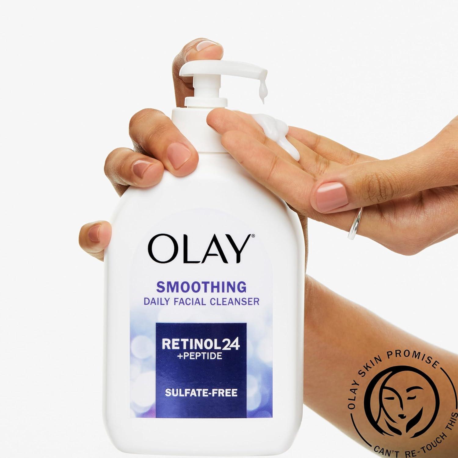 imageOlay Face Wash Daily Facial Cleanser with Retinol Peptides amp Glycerin Smoothing Noursihes Skin Surface Hydrates while Cleansing SulfateFree ParabenFree 16 Oz16 Fl Oz Pack of 2
