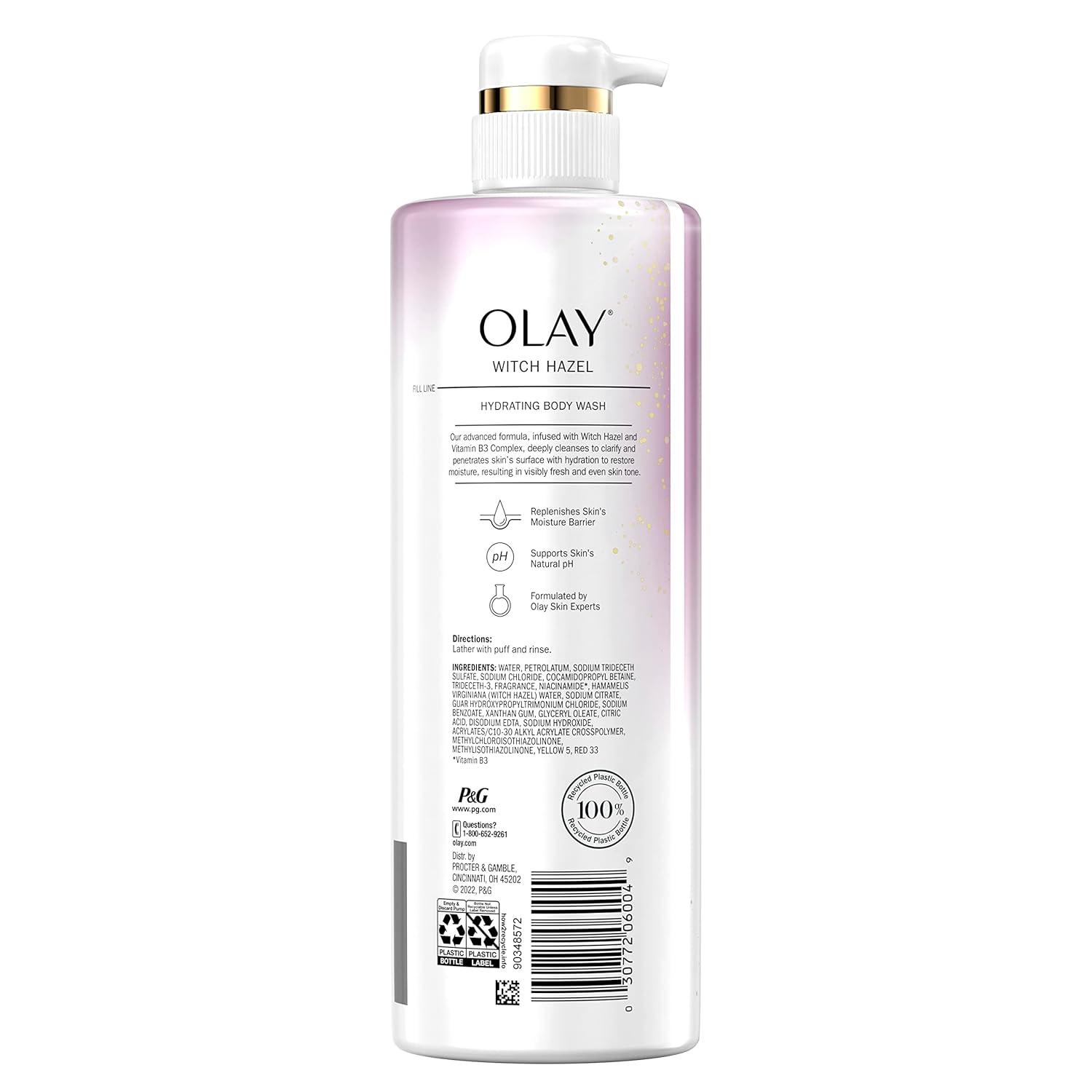 imageOlay Moisturizing Body Wash for Women with Witch Hazel and Vitamin B3 20 fl oz Pack of 4Witch Hazel Vitamin B3