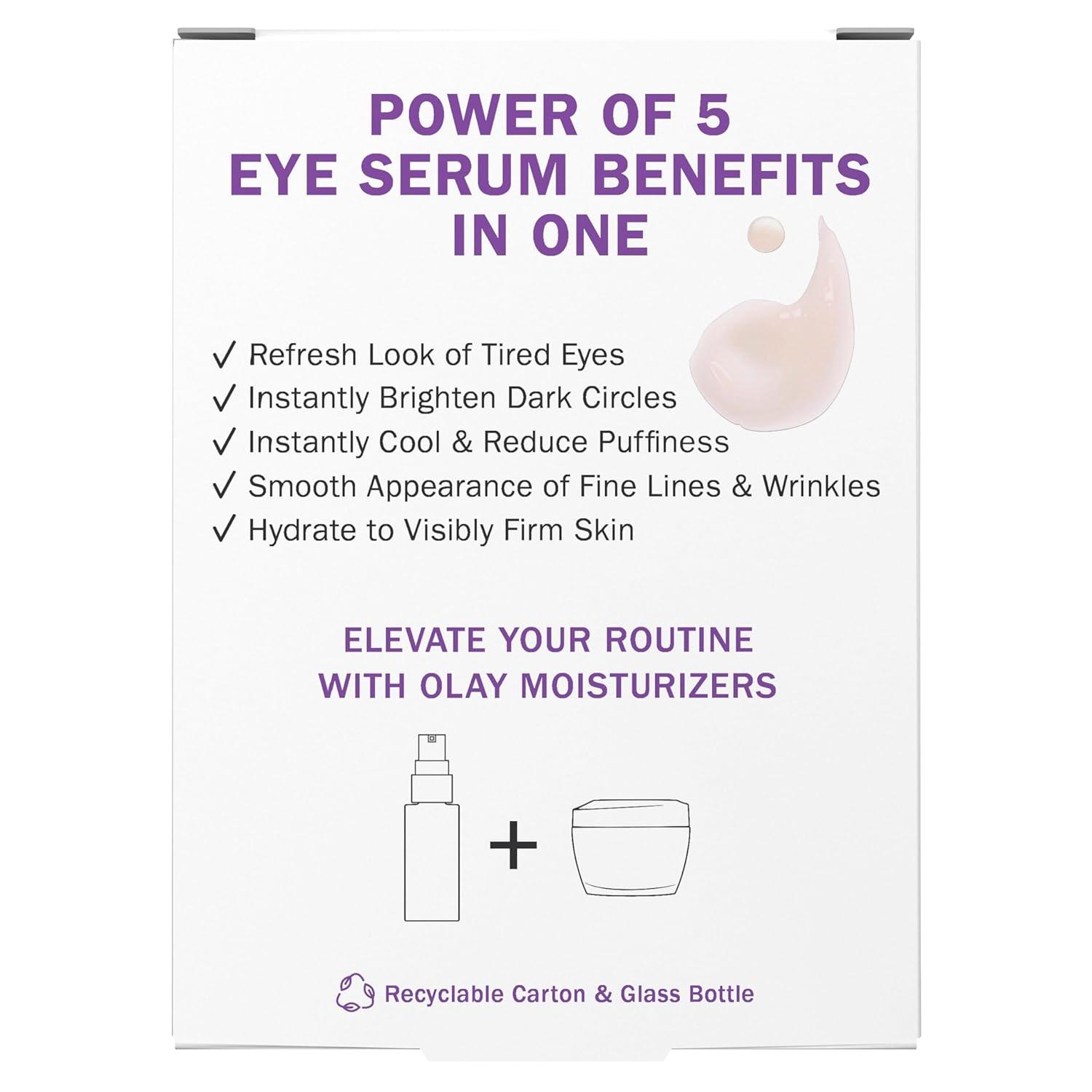 imageOlay Super Eye Serum Vitamin C Caffeine Niacinamide Amino Peptide Aloe Vera Brightens Dark Circles AntiWrinkle AntiAging Brightening Smooths Fine Lines Firming Hydrating 045 Oz