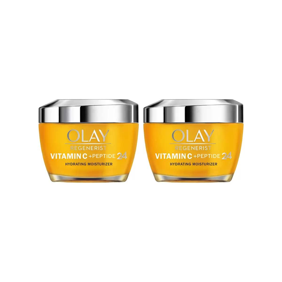 imageOlay Vitamin C MAX Face Moisturizer Brightening Cream for Women Hydrating Evens Tone Dark Spot amp Hyperpigmentation Reduction Glowing Skin Care Niaciniamide Peptides 17 Oz085 Fl Oz Pack of 2