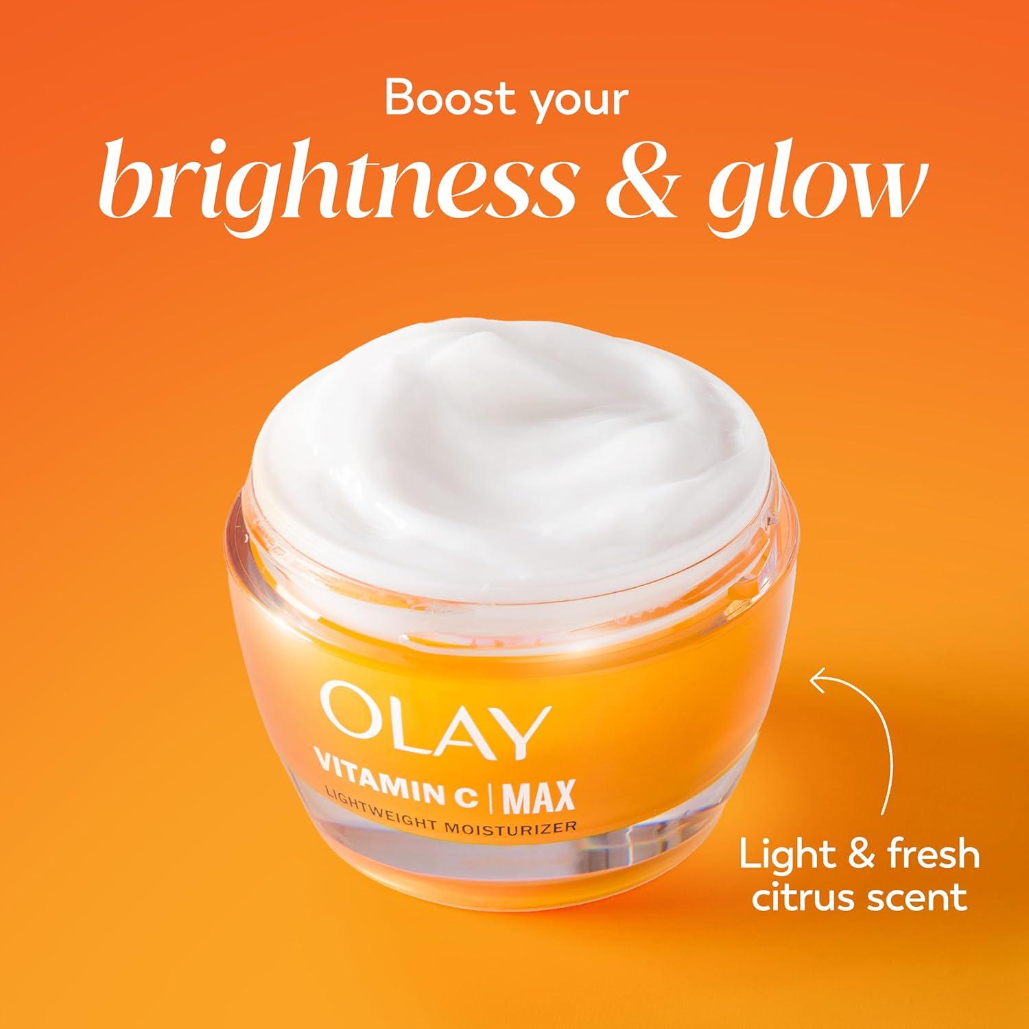 imageOlay Vitamin C MAX Face Moisturizer Brightening Cream for Women Hydrating Evens Tone Dark Spot amp Hyperpigmentation Reduction Glowing Skin Care Niaciniamide Peptides 17 Oz17 Ounce Pack of 1