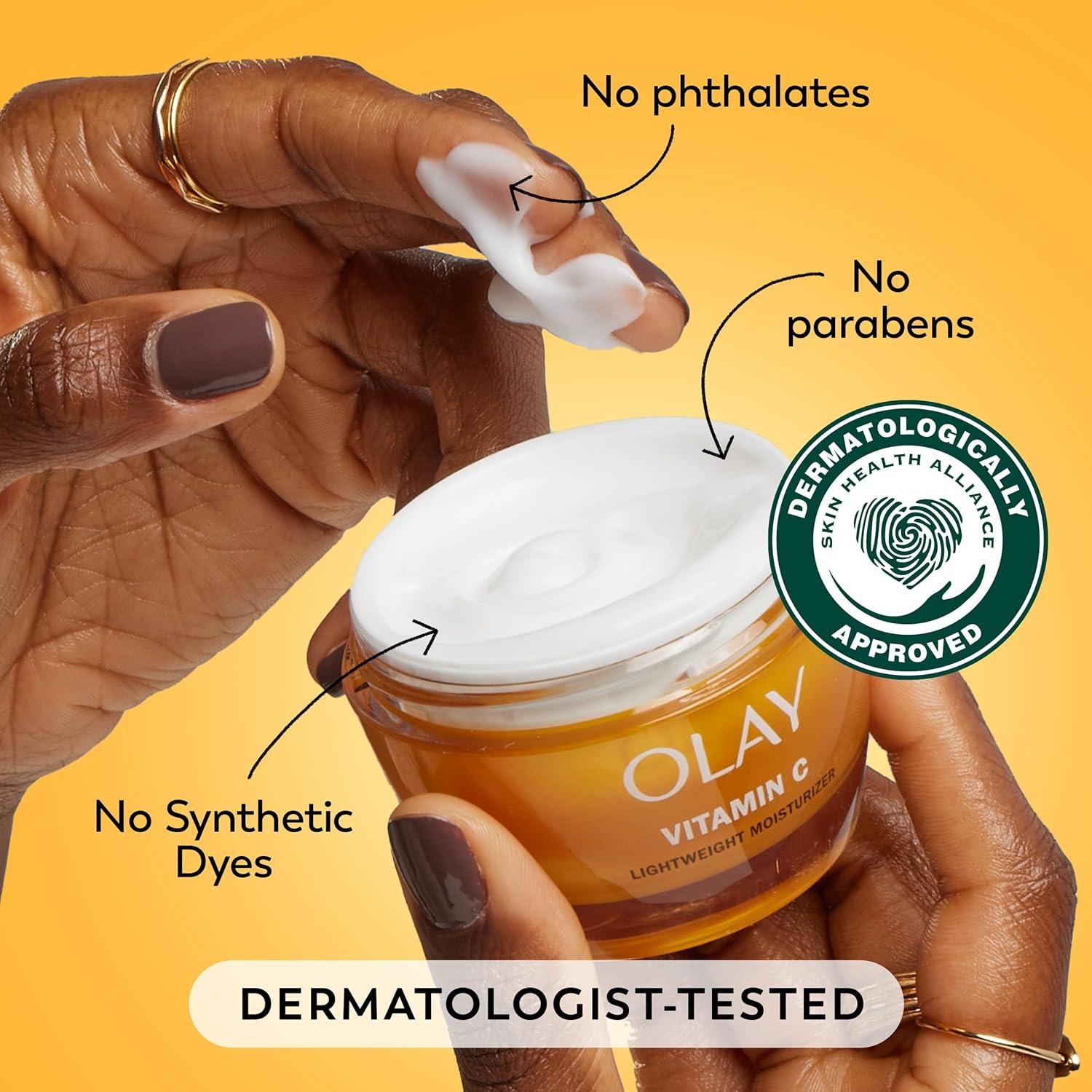 imageOlay Vitamin C MAX Face Moisturizer Brightening Cream for Women Hydrating Evens Tone Dark Spot amp Hyperpigmentation Reduction Glowing Skin Care Niaciniamide Peptides 17 Oz05 Fl Oz Pack of 1