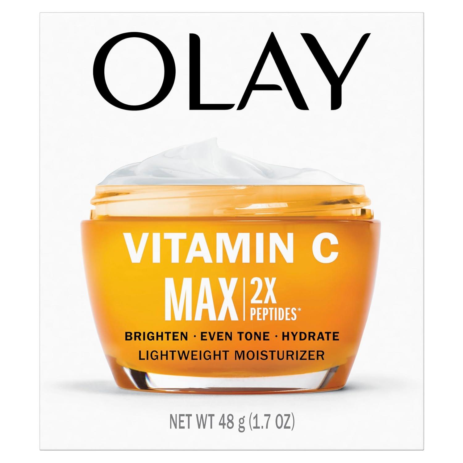 imageOlay Vitamin C MAX Face Moisturizer Brightening Cream for Women Hydrating Evens Tone Dark Spot amp Hyperpigmentation Reduction Glowing Skin Care Niaciniamide Peptides 17 Oz17 Ounce Pack of 1