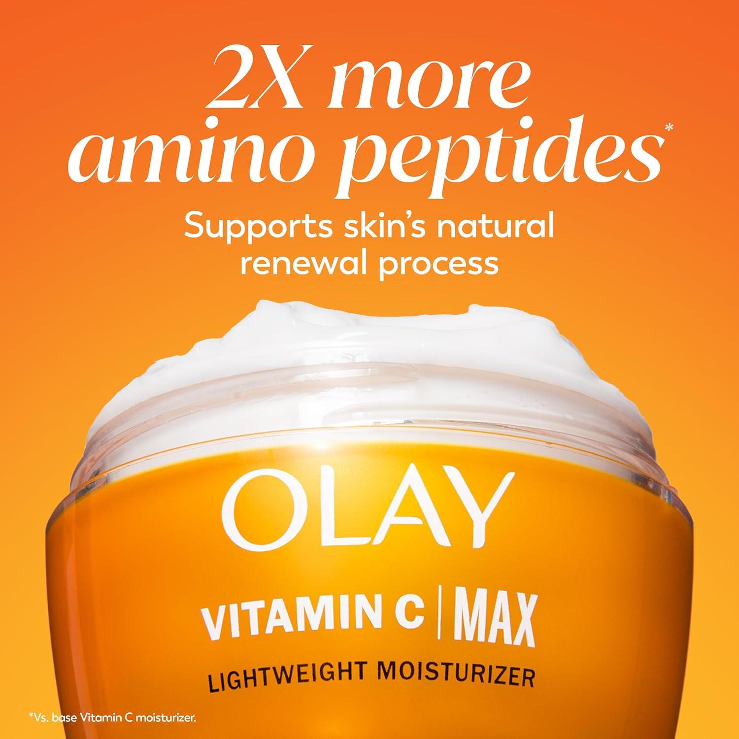 imageOlay Vitamin C MAX Face Moisturizer Brightening Cream for Women Hydrating Evens Tone Dark Spot amp Hyperpigmentation Reduction Glowing Skin Care Niaciniamide Peptides 17 Oz17 Ounce Pack of 1