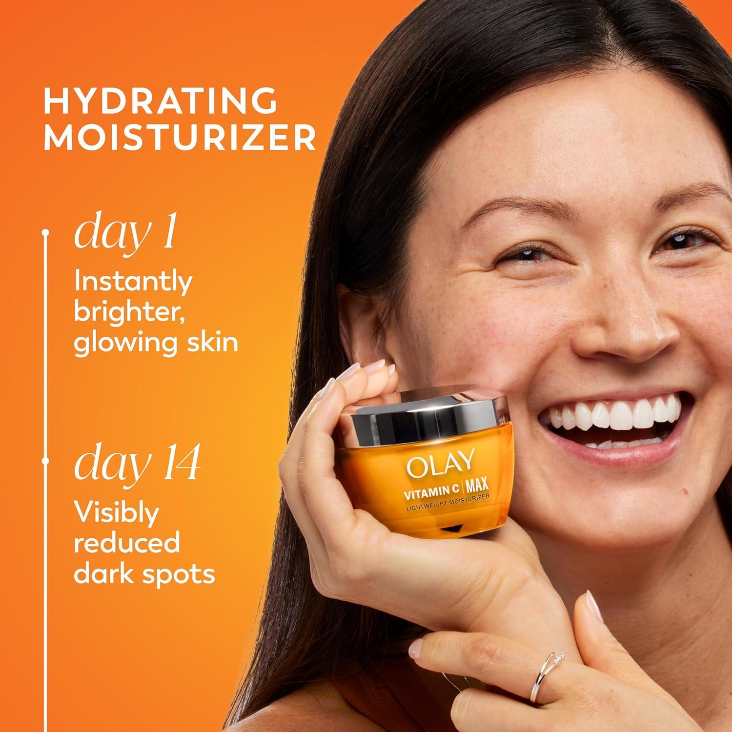 imageOlay Vitamin C MAX Face Moisturizer Brightening Cream for Women Hydrating Evens Tone Dark Spot amp Hyperpigmentation Reduction Glowing Skin Care Niaciniamide Peptides 17 Oz17 Ounce Pack of 1