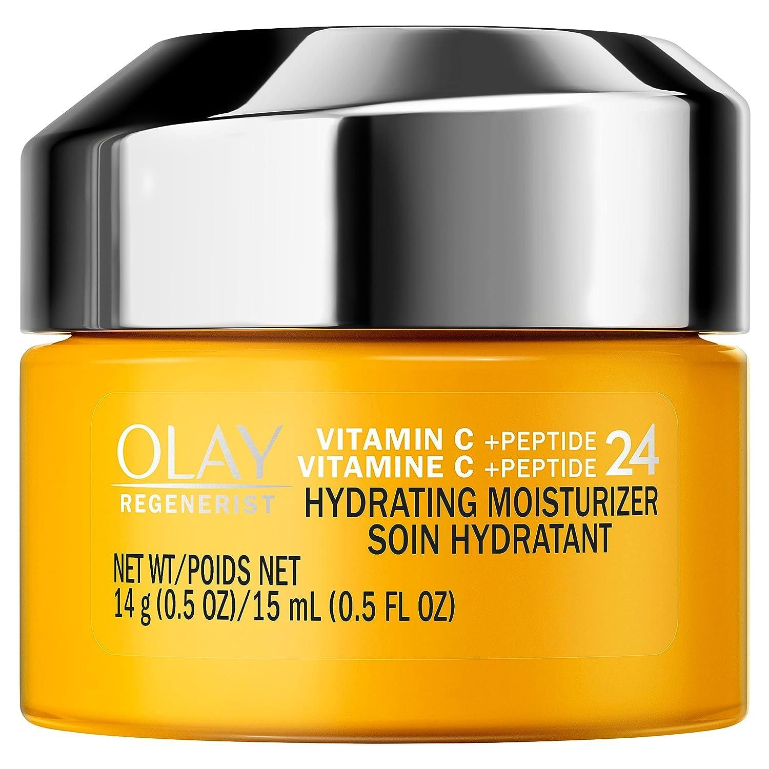 imageOlay Vitamin C MAX Face Moisturizer Brightening Cream for Women Hydrating Evens Tone Dark Spot amp Hyperpigmentation Reduction Glowing Skin Care Niaciniamide Peptides 17 Oz05 Fl Oz Pack of 2