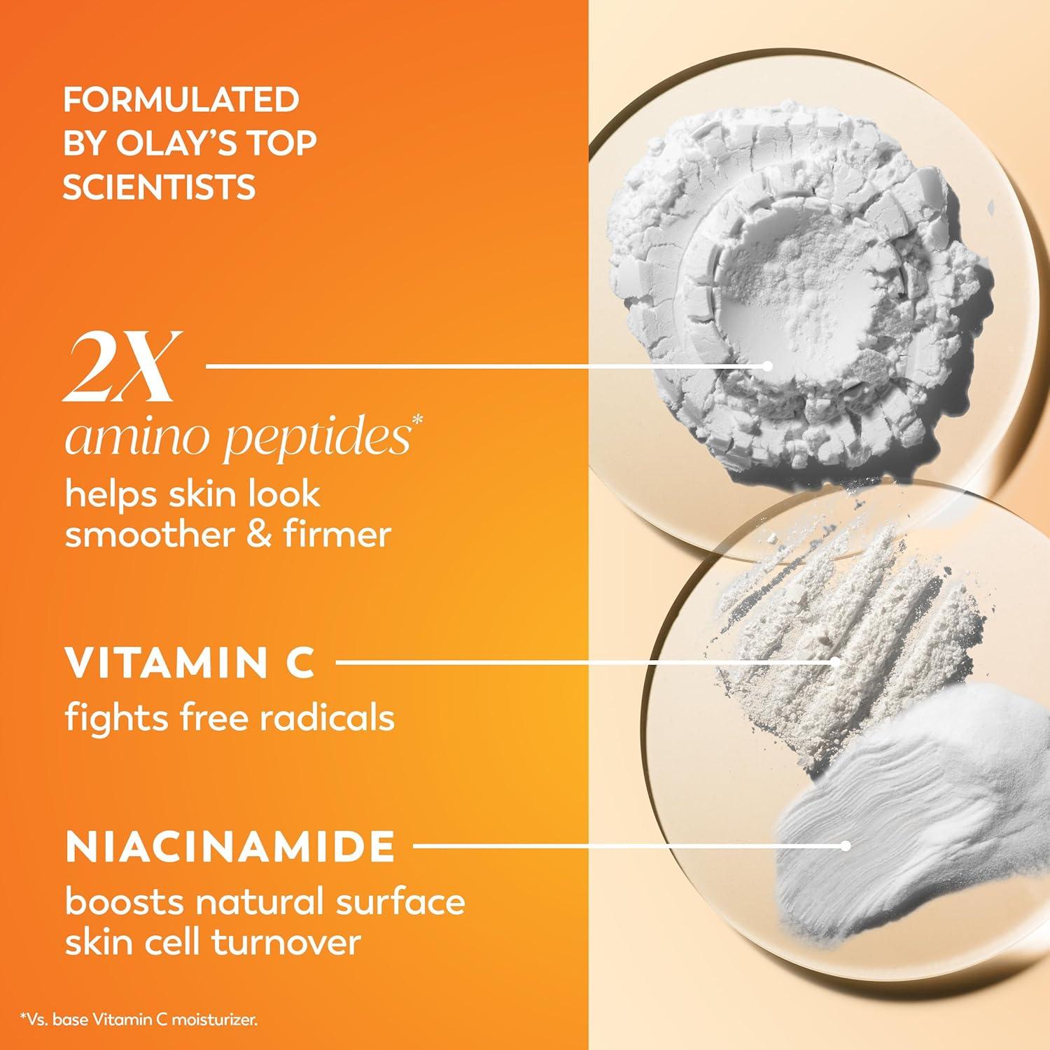 imageOlay Vitamin C MAX Face Moisturizer Brightening Cream for Women Hydrating Evens Tone Dark Spot amp Hyperpigmentation Reduction Glowing Skin Care Niaciniamide Peptides 17 Oz17 Ounce Pack of 1