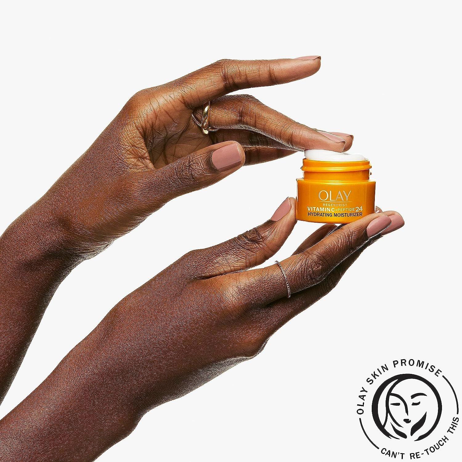 imageOlay Vitamin C MAX Face Moisturizer Brightening Cream for Women Hydrating Evens Tone Dark Spot amp Hyperpigmentation Reduction Glowing Skin Care Niaciniamide Peptides 17 Oz05 Fl Oz Pack of 2