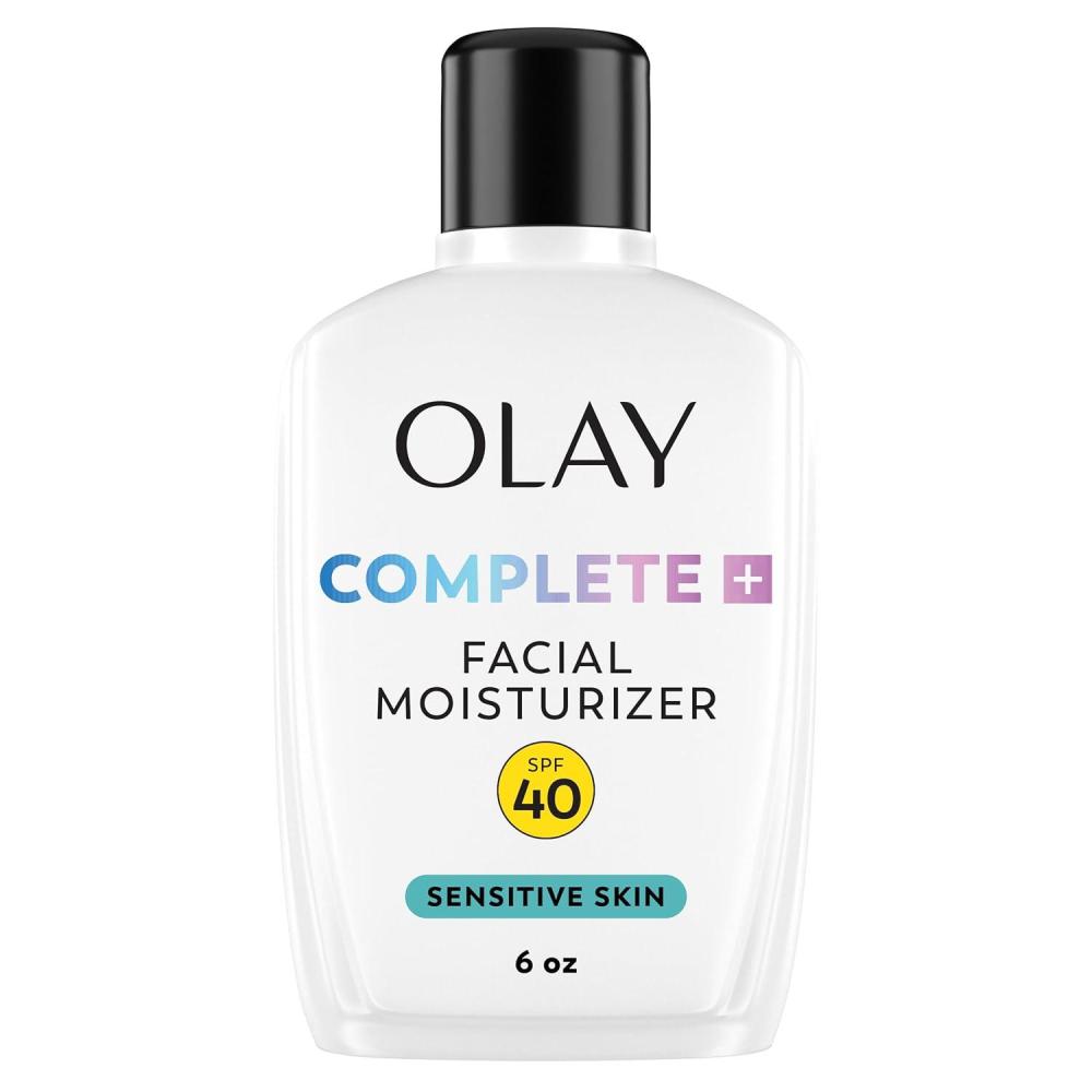 imageOlay Complete Face Moisturizer with Sunscreen SPF 40 For Sensitive Skin Broad Spectrum Sun Protection FragrenceFree No White Cast on All Tones Nourishes Moisture Barrier Ceramides 6 Oz6 Fl Oz Pack of 1