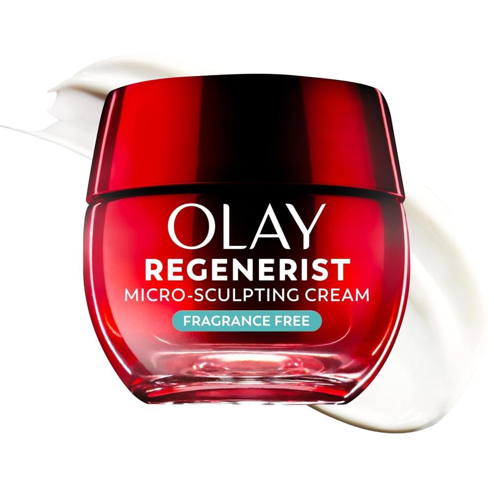 imageOlay Face Moisturizer Regenerist MicroSculpting Cream for Women FragranceFree AntiAging AntiWrinkle Firming Skin Care Triple Collagen Cream Peptide Hyaluronic Acid Niacinamide 17ozFragranceFree