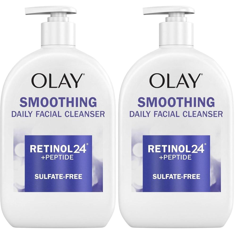 imageOlay Face Wash Daily Facial Cleanser with Retinol Peptides amp Glycerin Smoothing Noursihes Skin Surface Hydrates while Cleansing SulfateFree ParabenFree 16 Oz16 Fl Oz Pack of 2