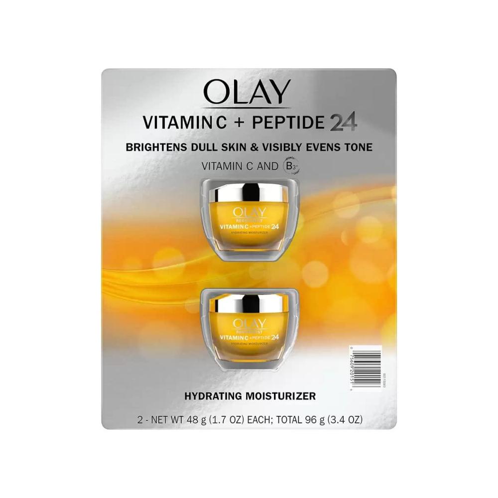 imageOlay Vitamin C MAX Face Moisturizer Brightening Cream for Women Hydrating Evens Tone Dark Spot amp Hyperpigmentation Reduction Glowing Skin Care Niaciniamide Peptides 17 Oz085 Fl Oz Pack of 2