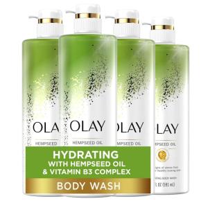 Olay Moisturizing Body Wash for Women with Witch Hazel and Vitamin B3, 20 fl oz (Pack of 4)(Original)