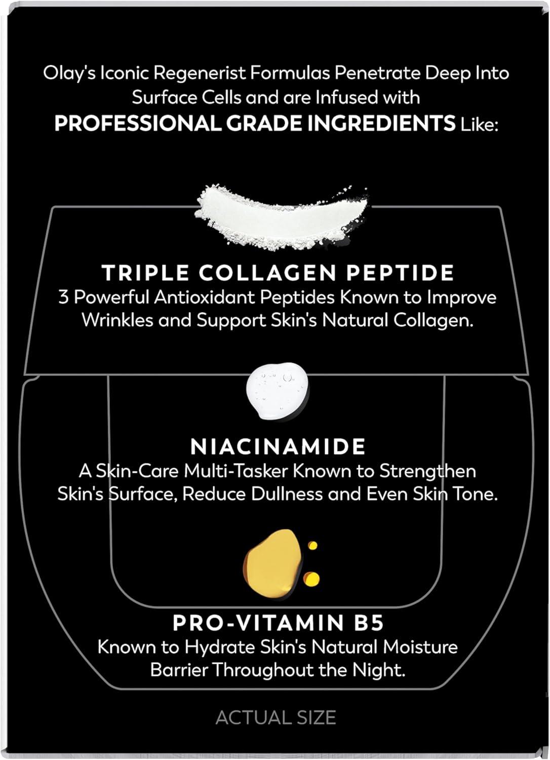 imageOlay Night Cream for Face AntiAging Face Moisturizer for Women FragranceFree Skin Care AntiWrinkle Exfoliate Smooths Texture Triple Collagen Cream Niacinamide ProVitamin B5 17Oz