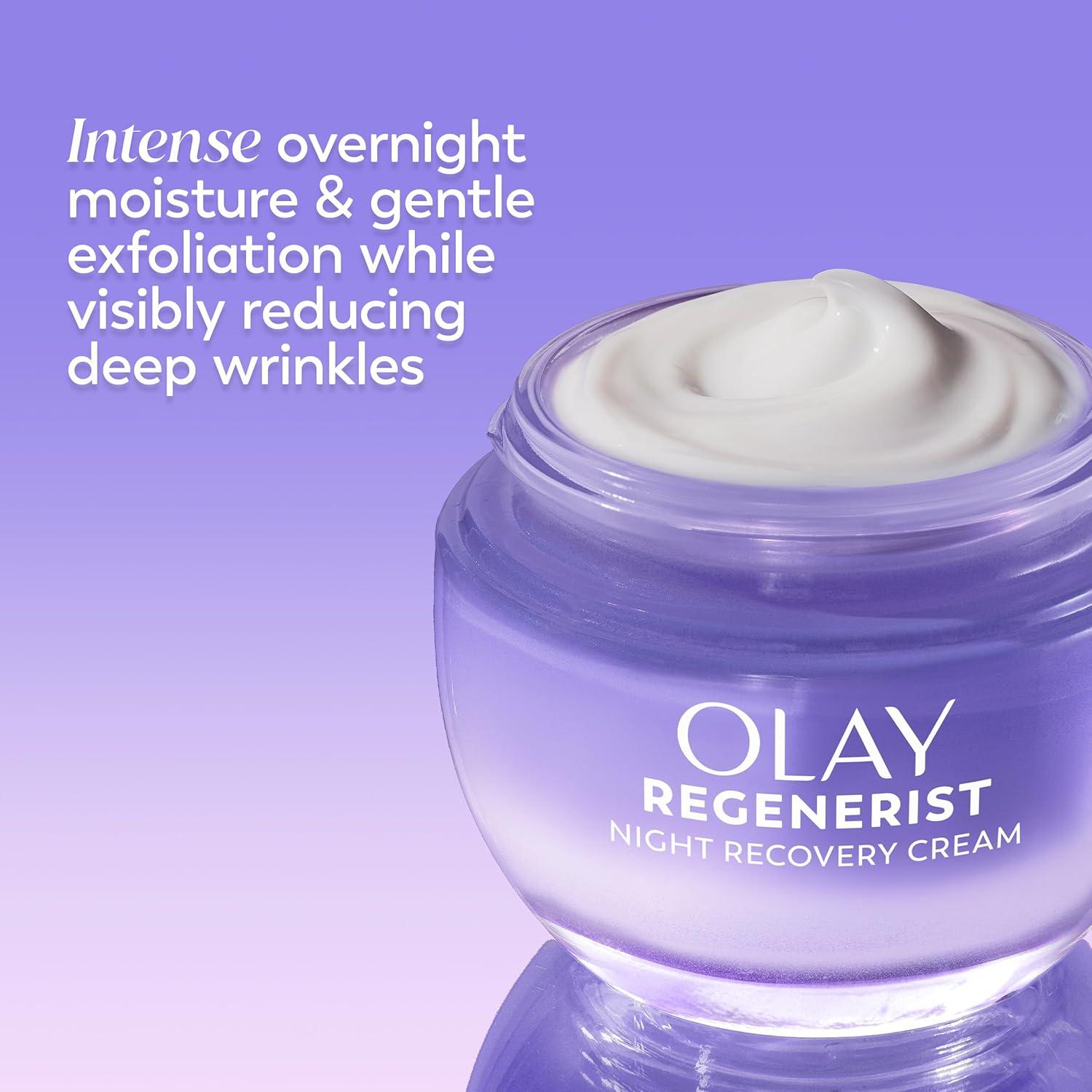 imageOlay Night Cream for Face AntiAging Face Moisturizer for Women FragranceFree Skin Care AntiWrinkle Exfoliate Smooths Texture Triple Collagen Cream Niacinamide ProVitamin B5 17Oz
