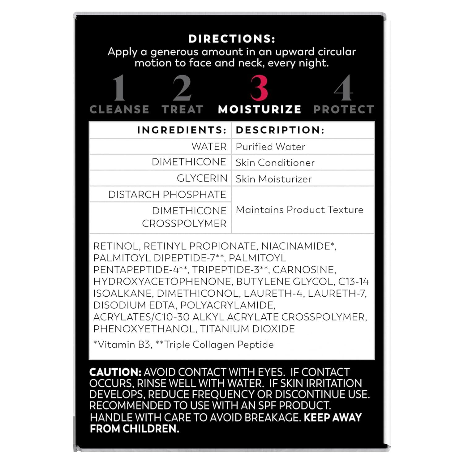 imageOlay Retinol Night Cream for Women MAX AntiAging Face Mousturizer FragranceFree Non Greasy AntiWrinkle Smooth Fine Lines Hydrating Skin Care Triple Collagen Cream Niacinamide 17oz1 Ounce Pack of 2