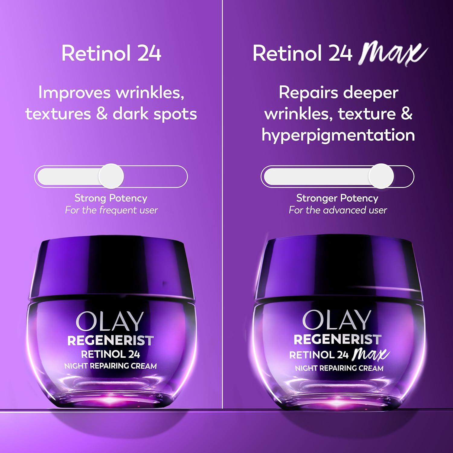 imageOlay Retinol Night Cream for Women MAX AntiAging Face Mousturizer FragranceFree Non Greasy AntiWrinkle Smooth Fine Lines Hydrating Skin Care Triple Collagen Cream Niacinamide 17oz1 Ounce Pack of 2
