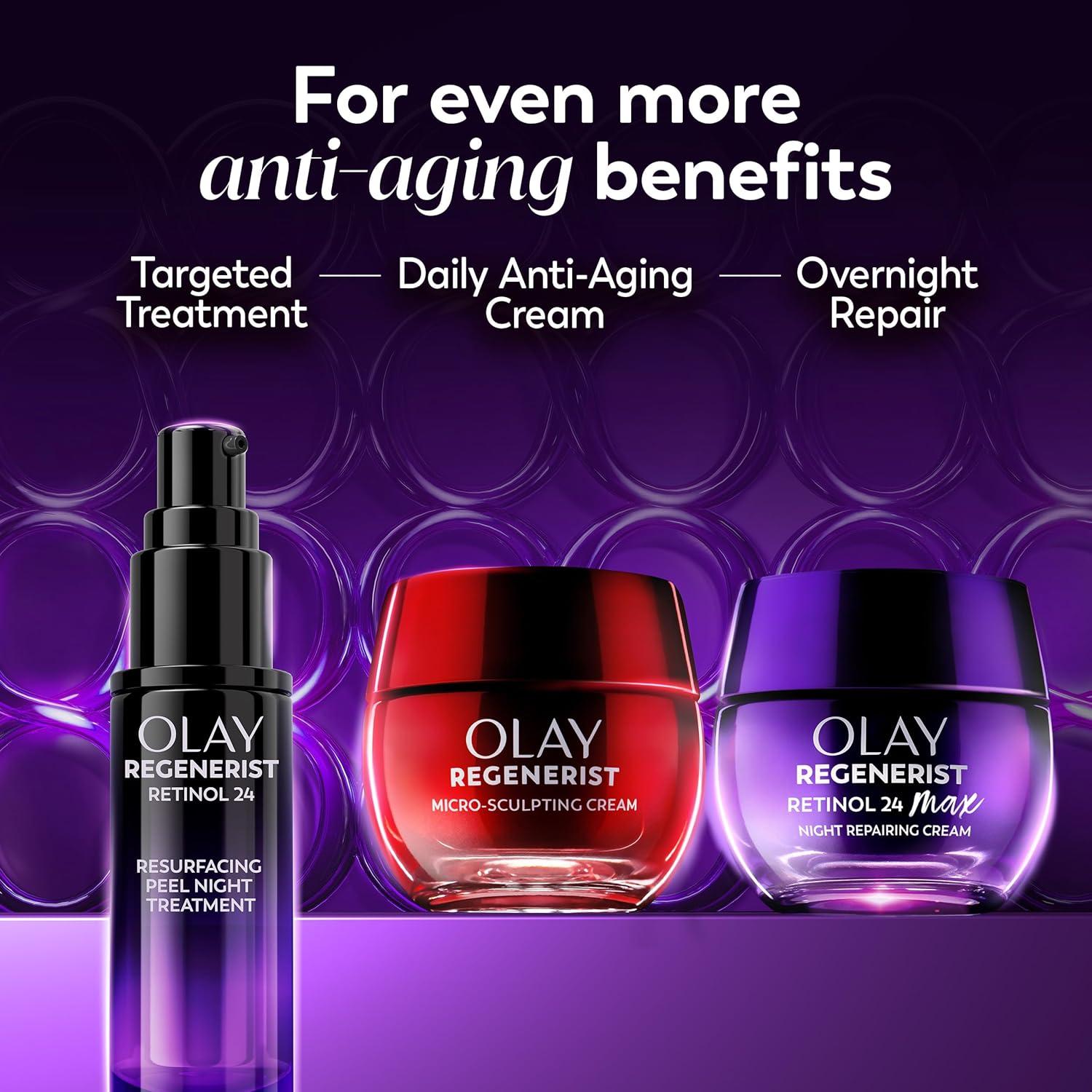 imageOlay Retinol Night Cream for Women MAX AntiAging Face Mousturizer FragranceFree Non Greasy AntiWrinkle Smooth Fine Lines Hydrating Skin Care Triple Collagen Cream Niacinamide 17oz1 Ounce Pack of 2