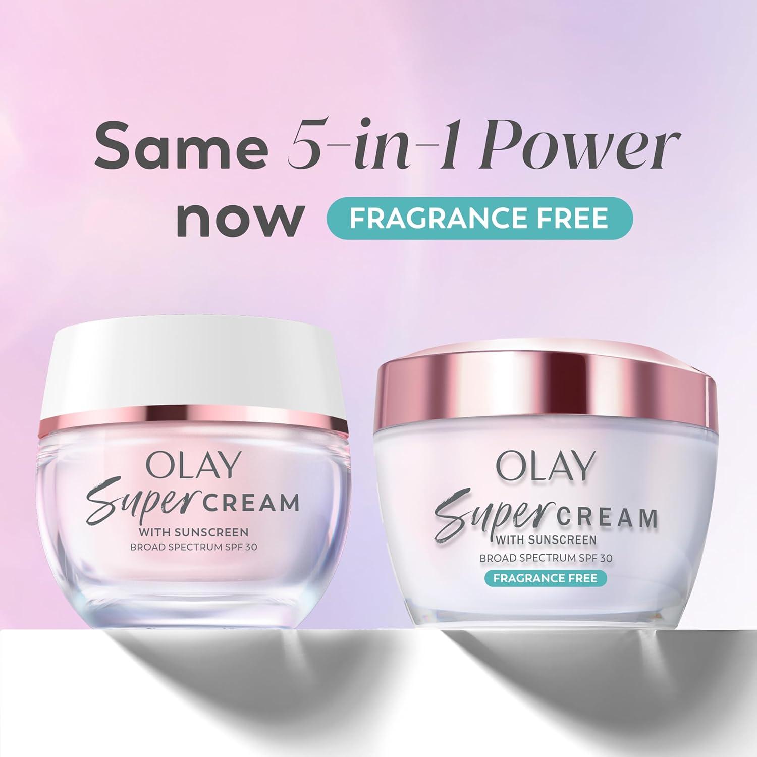 imageOlay Super Cream with Sunscreen SPF 30 Lightweight Face Moisturizer with Sun Protection 5in1 Skin Care Benefits Hydrating Brightening Firming Niacinamide Vitamin C Collagen Peptide 17 ozUnscented
