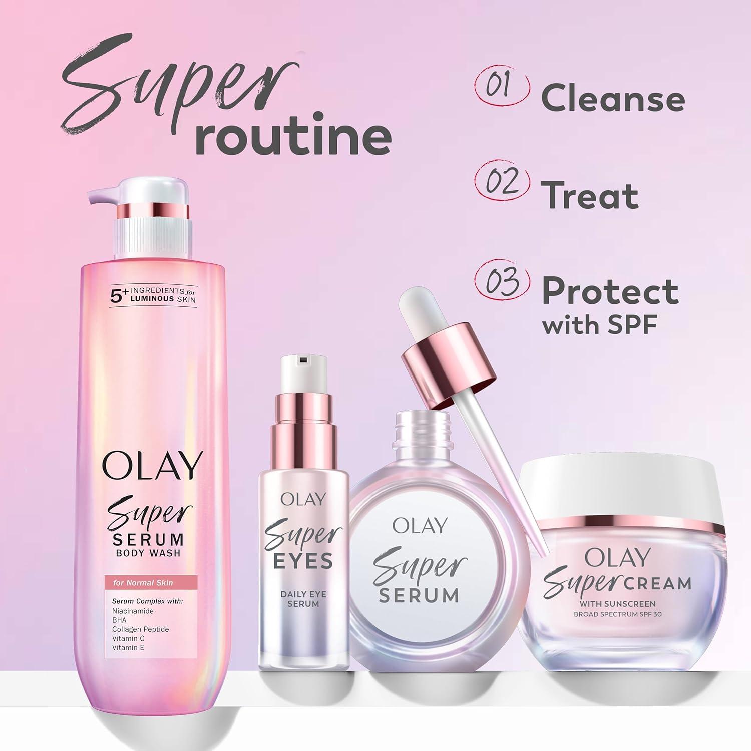 imageOlay Super Cream with Sunscreen SPF 30 Lightweight Face Moisturizer with Sun Protection 5in1 Skin Care Benefits Hydrating Brightening Firming Niacinamide Vitamin C Collagen Peptide 17 ozUnscented