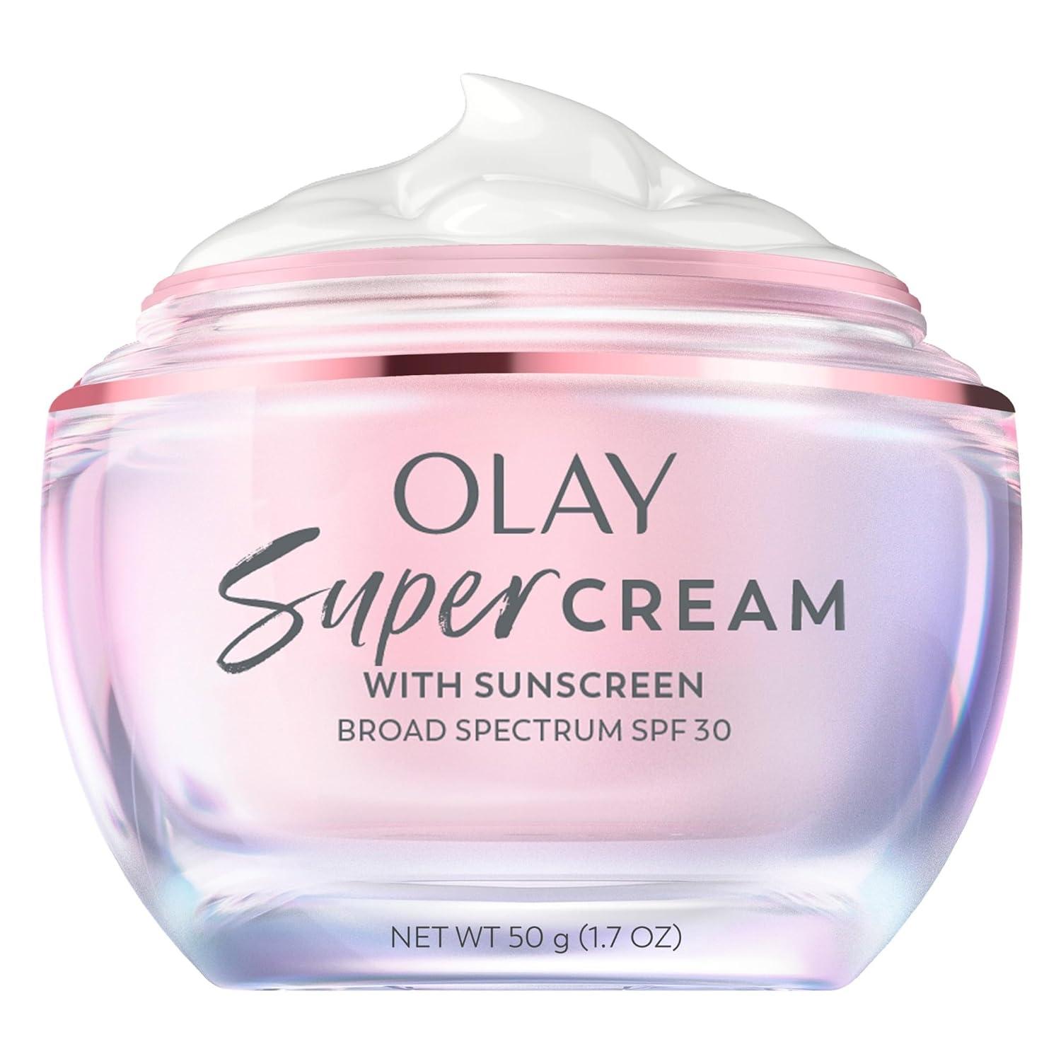 imageOlay Super Cream with Sunscreen SPF 30 Lightweight Face Moisturizer with Sun Protection 5in1 Skin Care Benefits Hydrating Brightening Firming Niacinamide Vitamin C Collagen Peptide 17 ozFloral and Ginger
