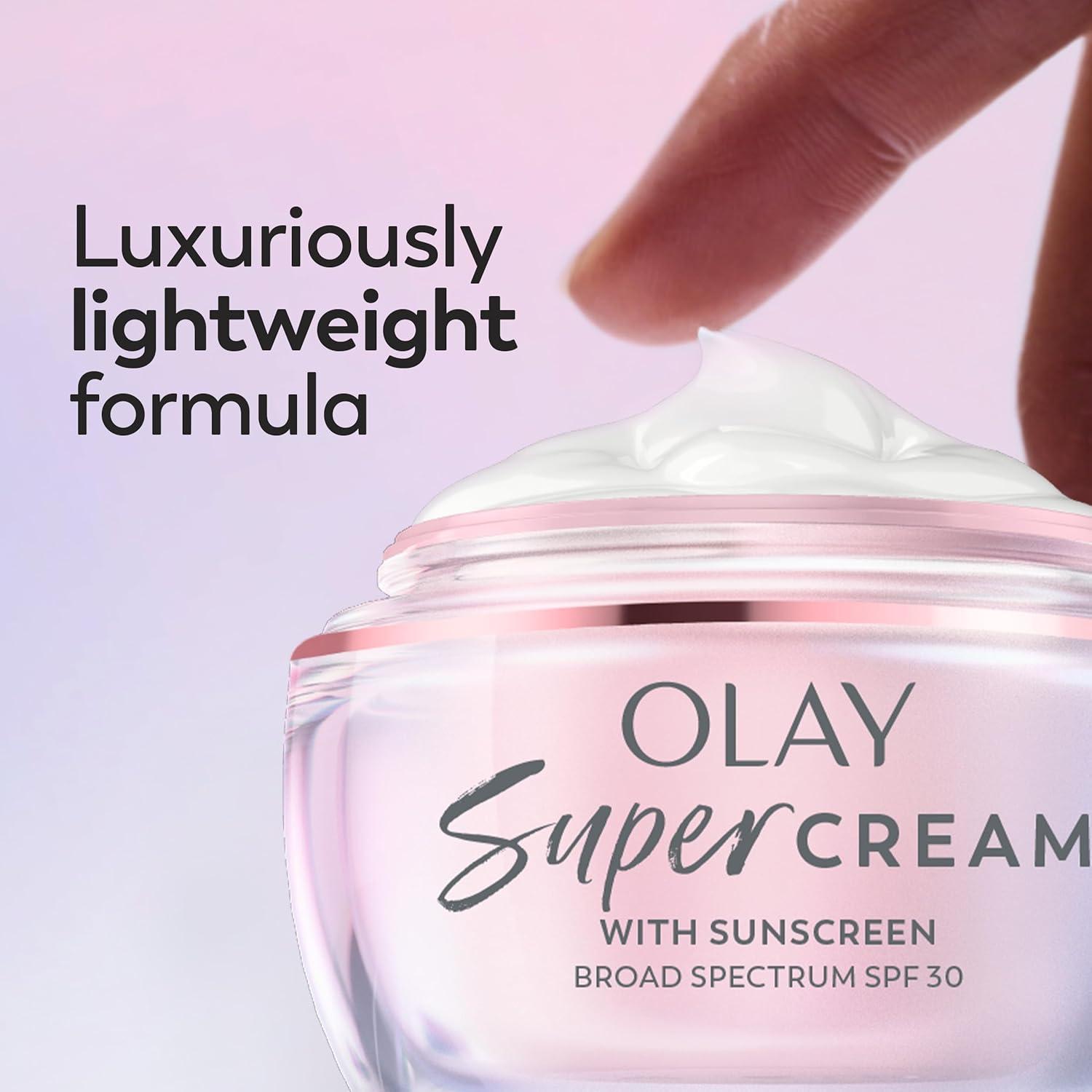 imageOlay Super Cream with Sunscreen SPF 30 Lightweight Face Moisturizer with Sun Protection 5in1 Skin Care Benefits Hydrating Brightening Firming Niacinamide Vitamin C Collagen Peptide 17 ozFloral and Ginger