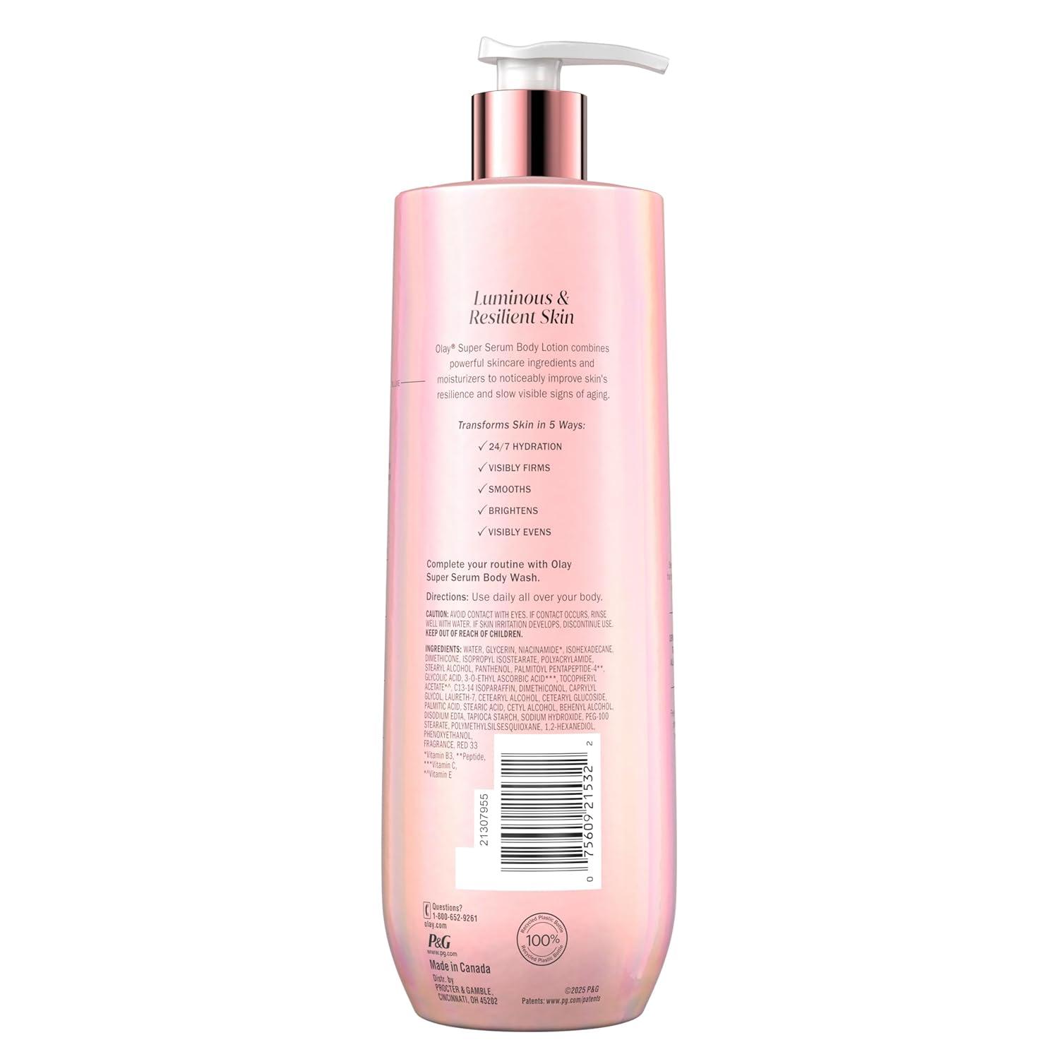 imageOlay Super Serum Body Wash for Normal Skin 24hr Long Lasting Hydration 5 Ingredient Serum Complex for Bright Even Firm Luminous Skin 185 fl ozCoconut Vanilla Soft Wood